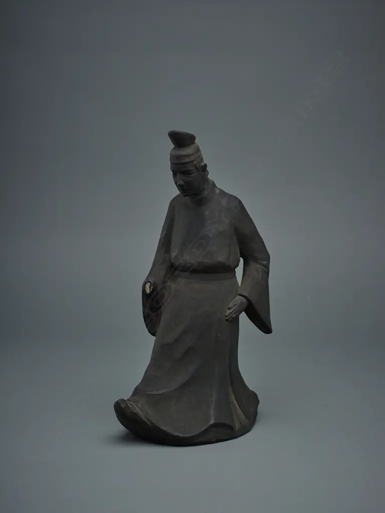 Modern earthenware figure of Confucian scholar in gown and headdress - China?, Image 1++